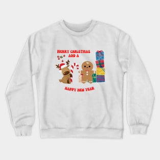 Gingerbread man and reindeer Christmas Crewneck Sweatshirt